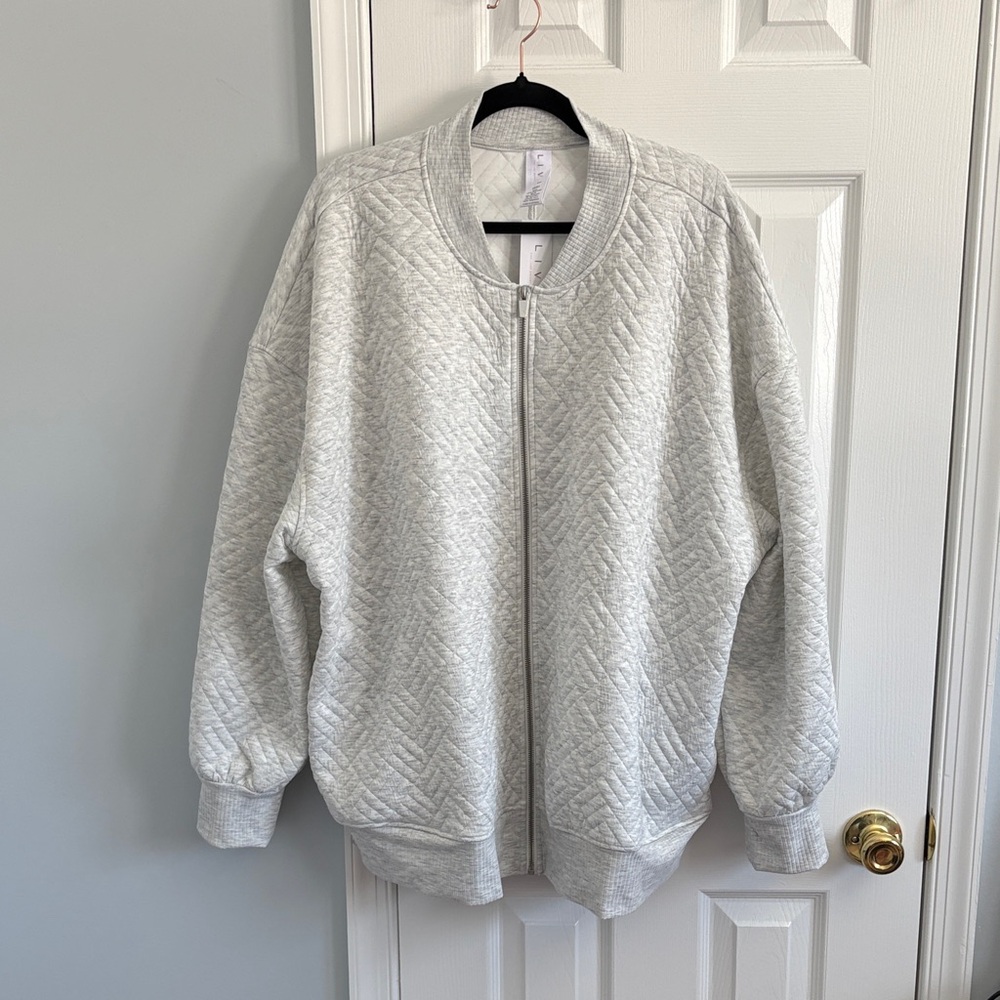 Livi Active Lane Bryant Quilted Zip Front Active Bomber Jacket Grey Size 22/24